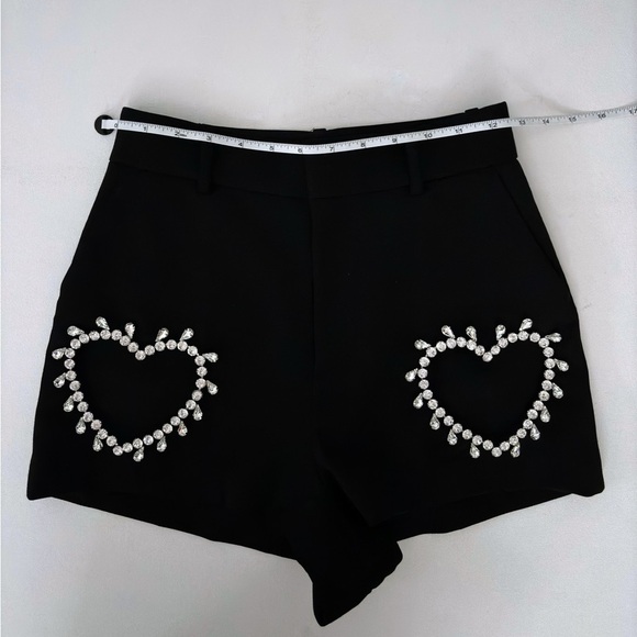 AREA Crystal Heart Cutout Short in Black Sz 0 XS - Picture 7 of 15